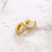 18K Gold Crystal Huggie Earrings 