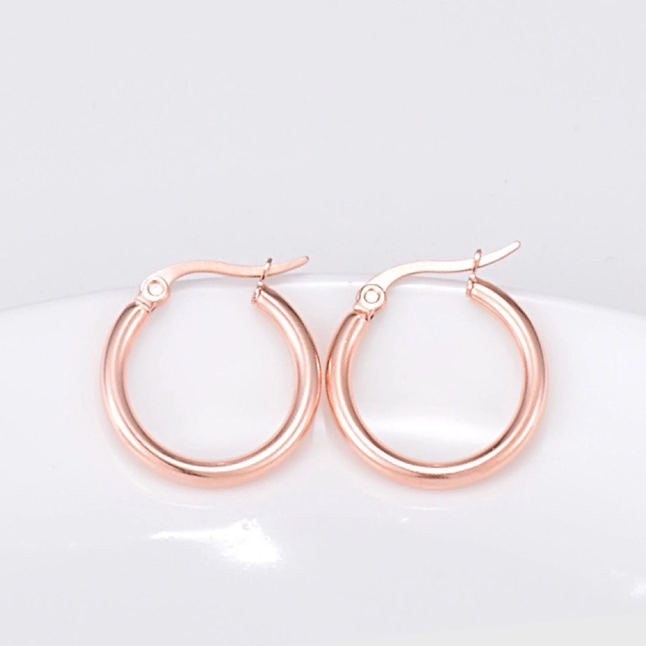 Rose gold hoop earrings 