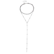 Silver dotted bead layered necklace
