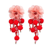 Red and pink flower earrings