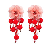 Red and pink flower earrings 