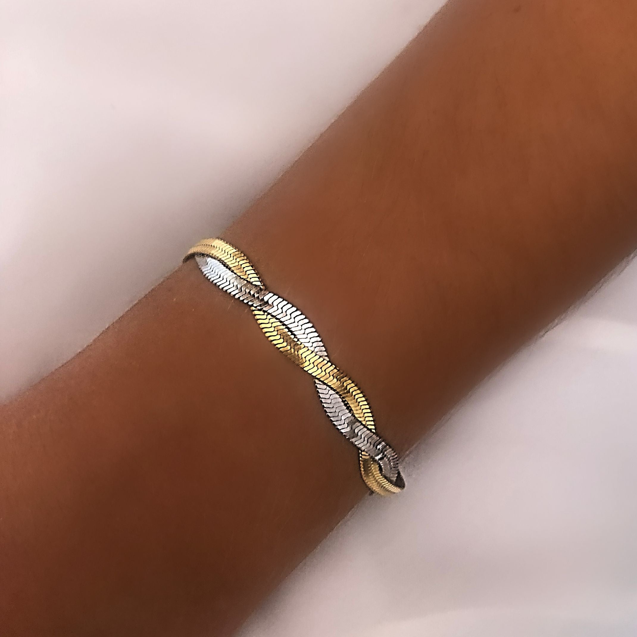 Gold and silver snakeskin bracelet 