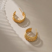 18K Gold Triple Layer Hoops