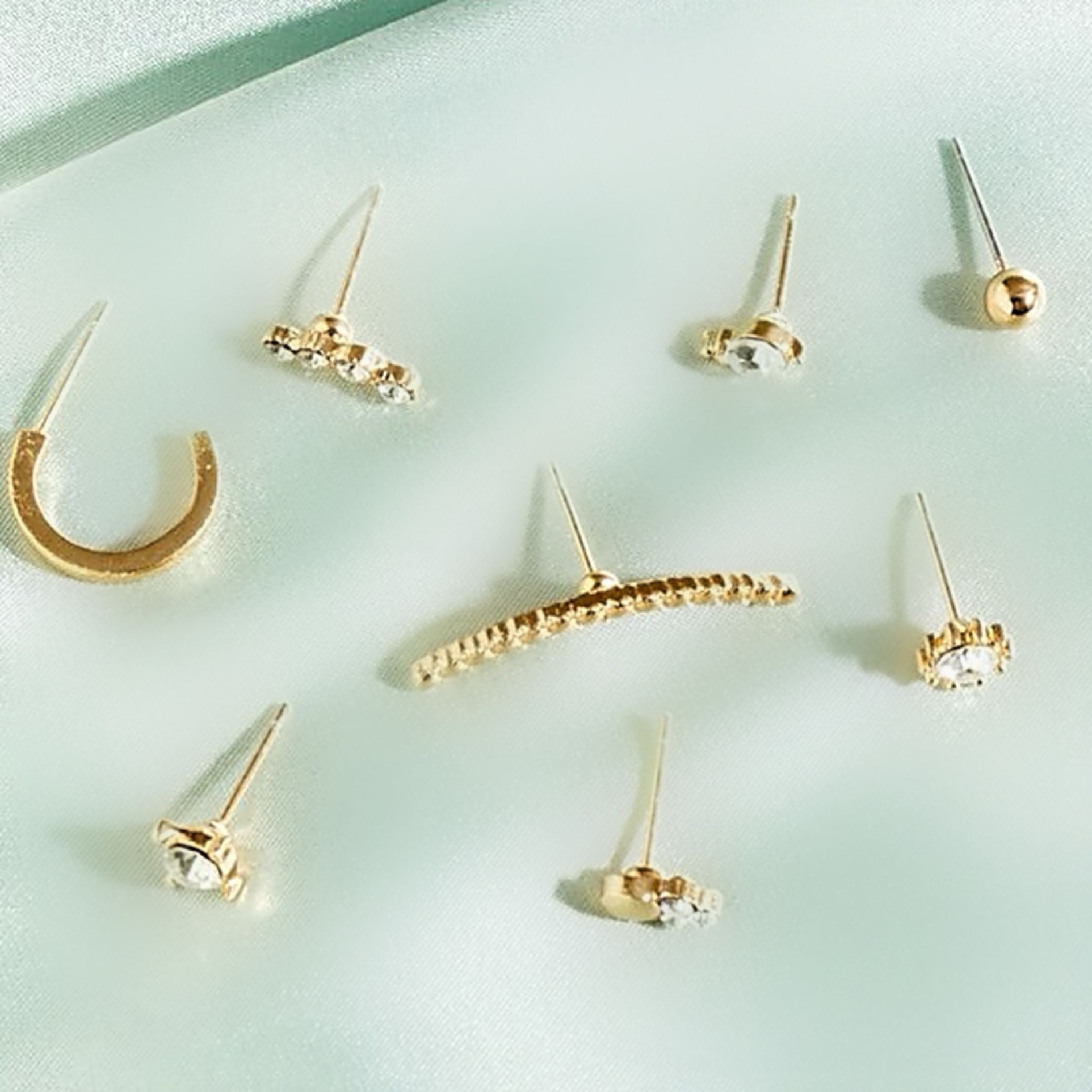 Rhinestone stud earring stack