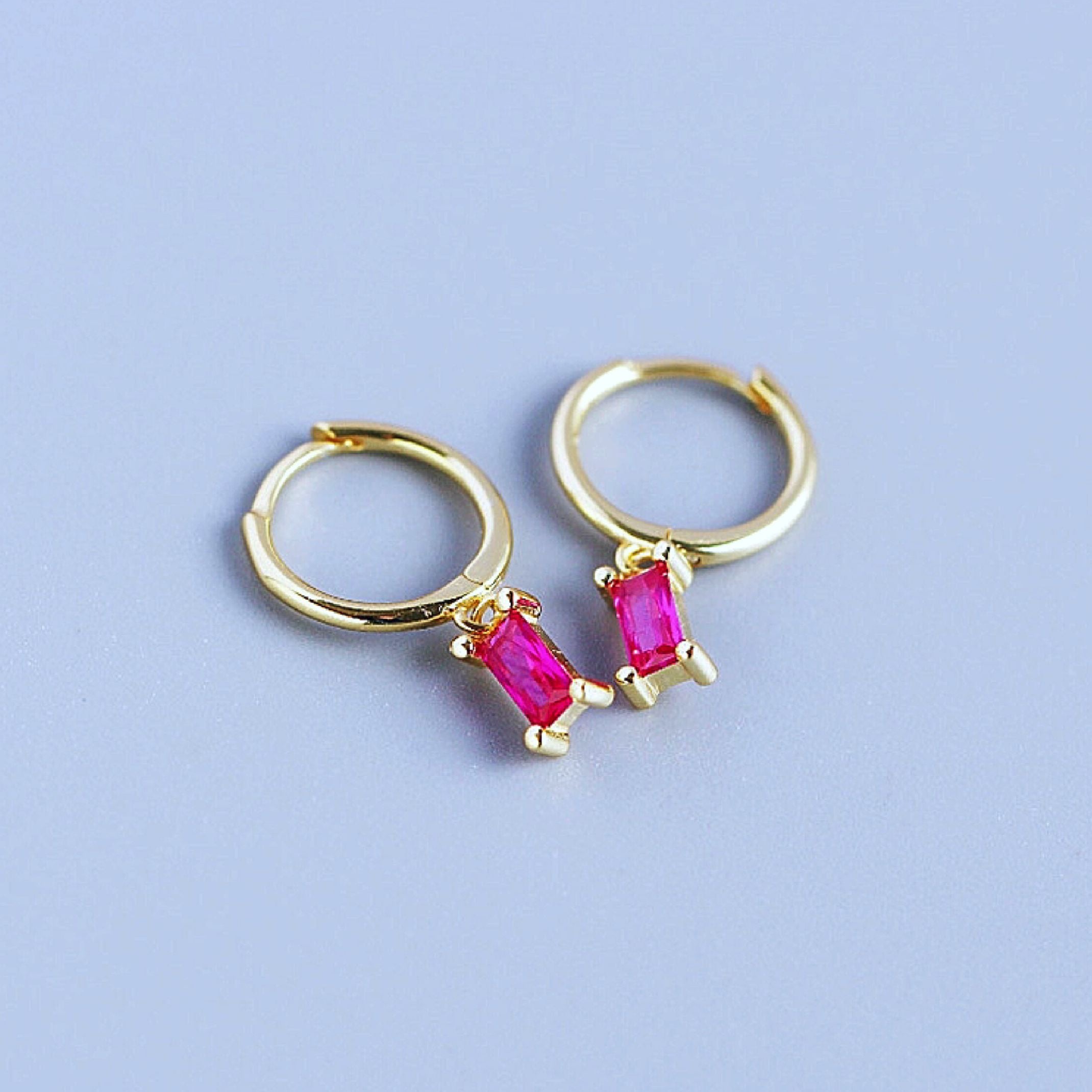 Dark Pink Huggie Earrings