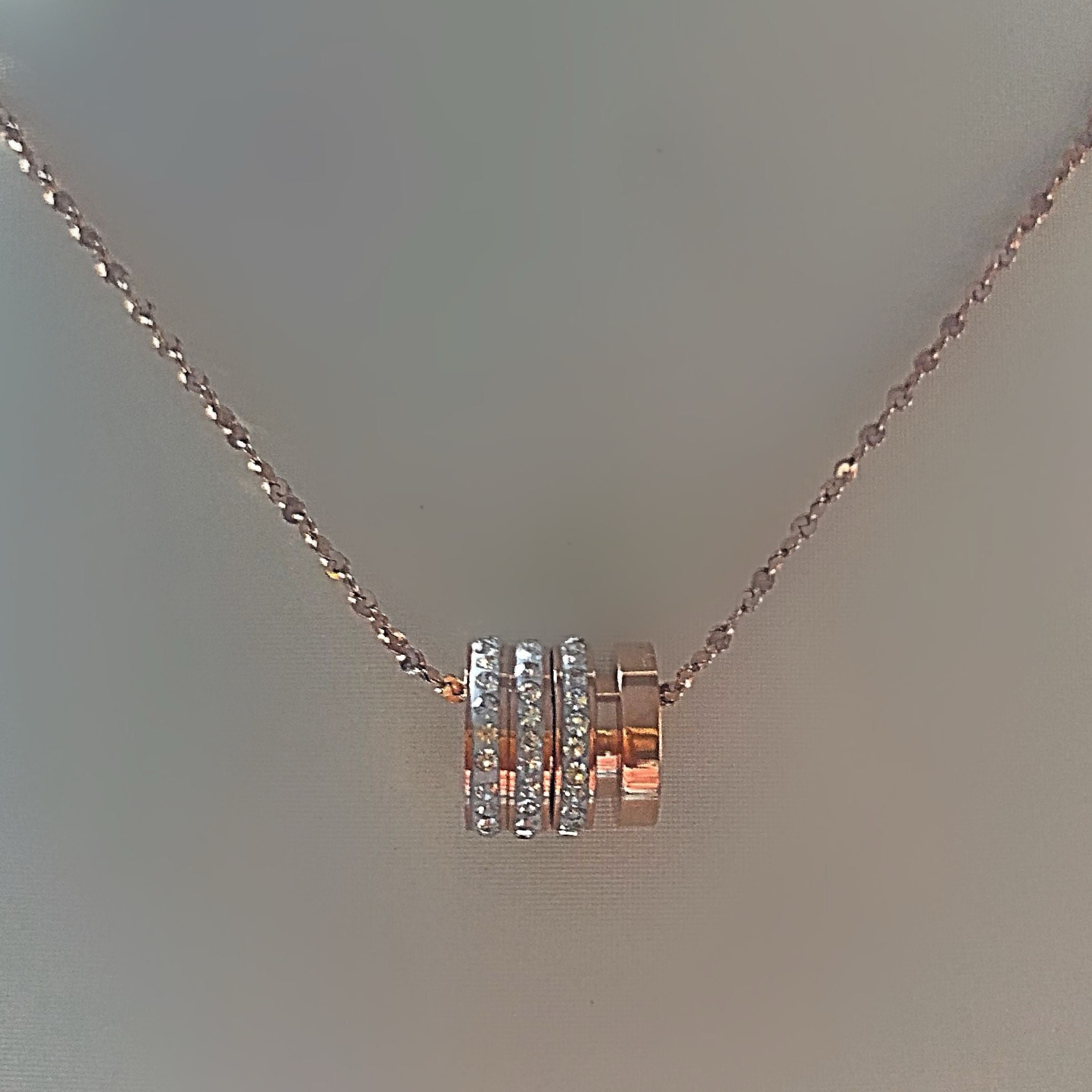 Rose gold diamond love ring necklace