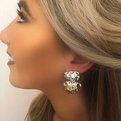 Black mismatched mirrored earrings 