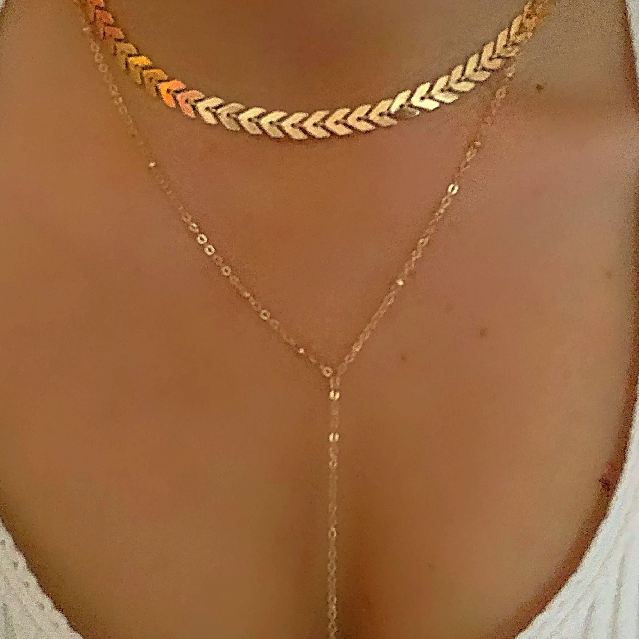 Gold arrow layered necklace 