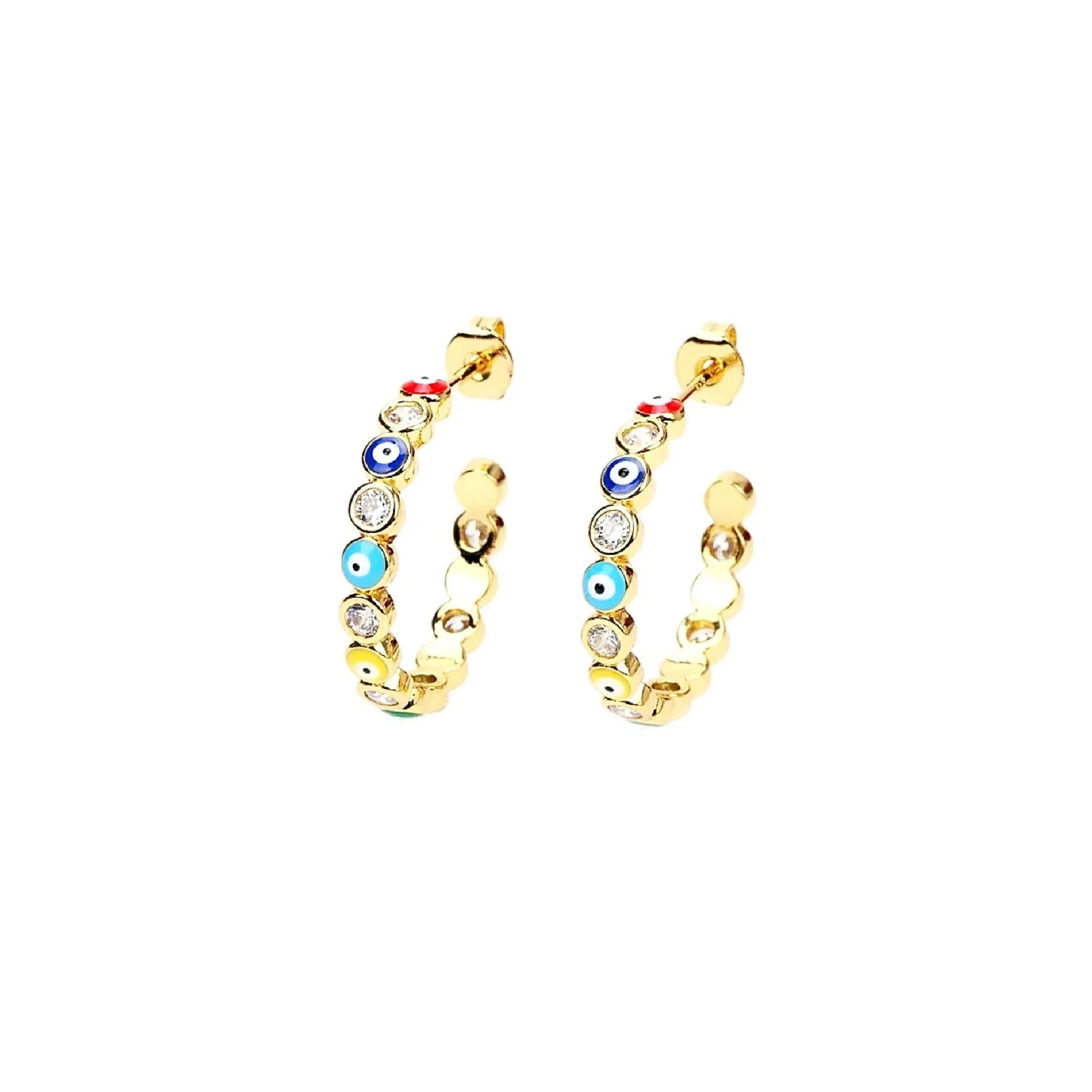 Colourful evil eye earrings