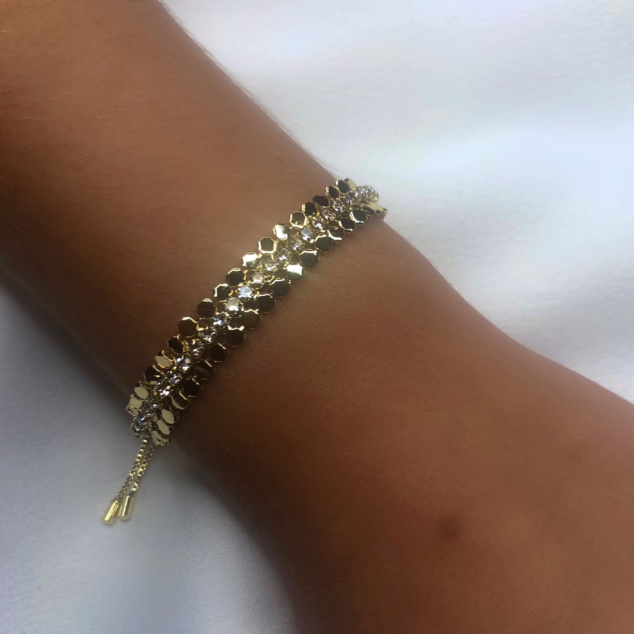 Gold sequin tennis bracelet 
