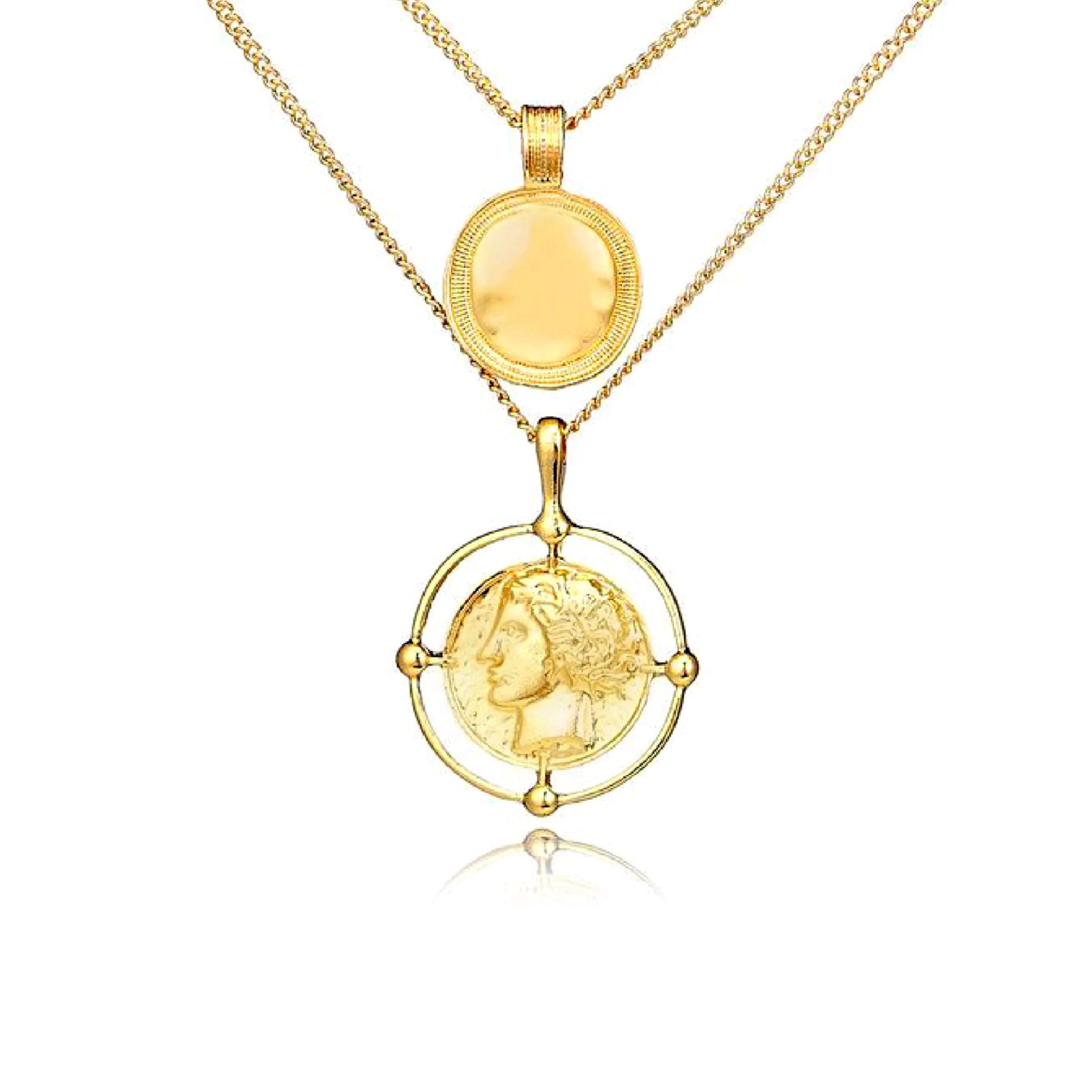 Roman Disc Layered Necklace