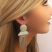 Gold leaf fringe earrings