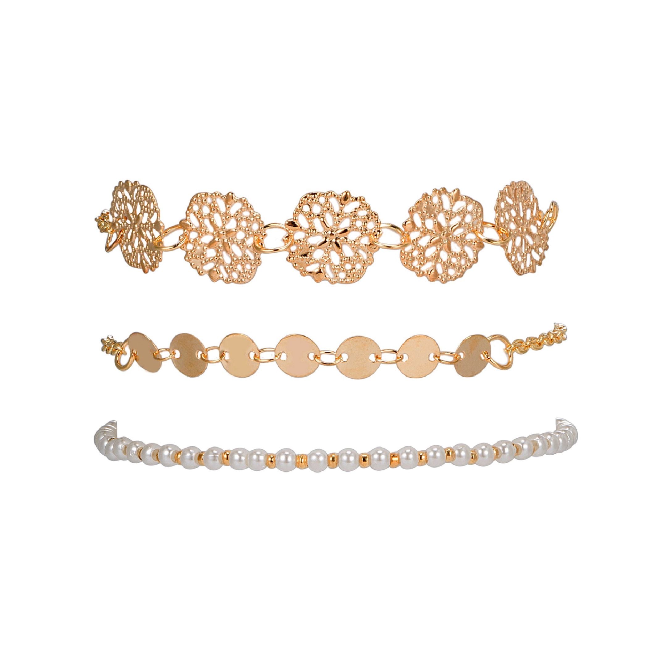 Gold and white bracelet set