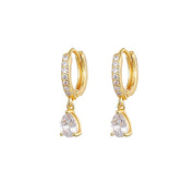 Teardrop diamond huggie earrings