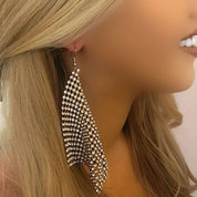 Gold diamanté mesh earrings 