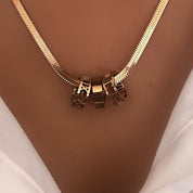 Rose gold snakeskin love ring necklace