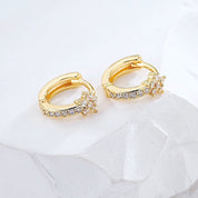 18K gold diamond star huggie earrings