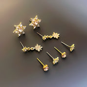 Rhinestone star earring stack