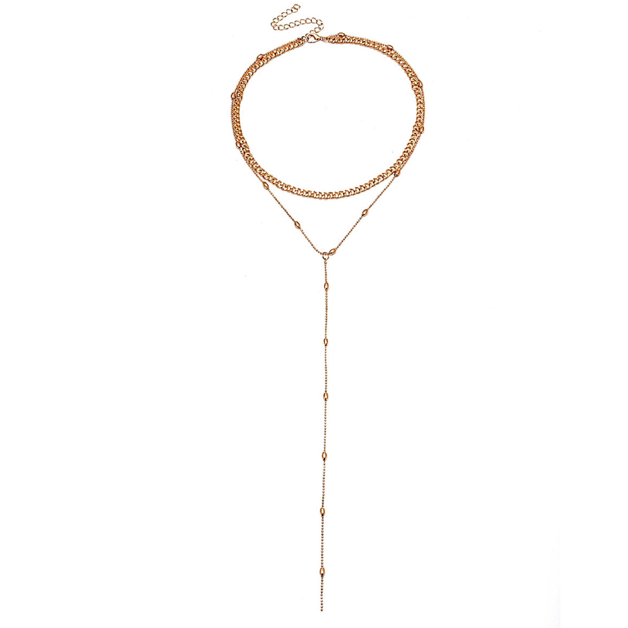 Gold bead layered chains