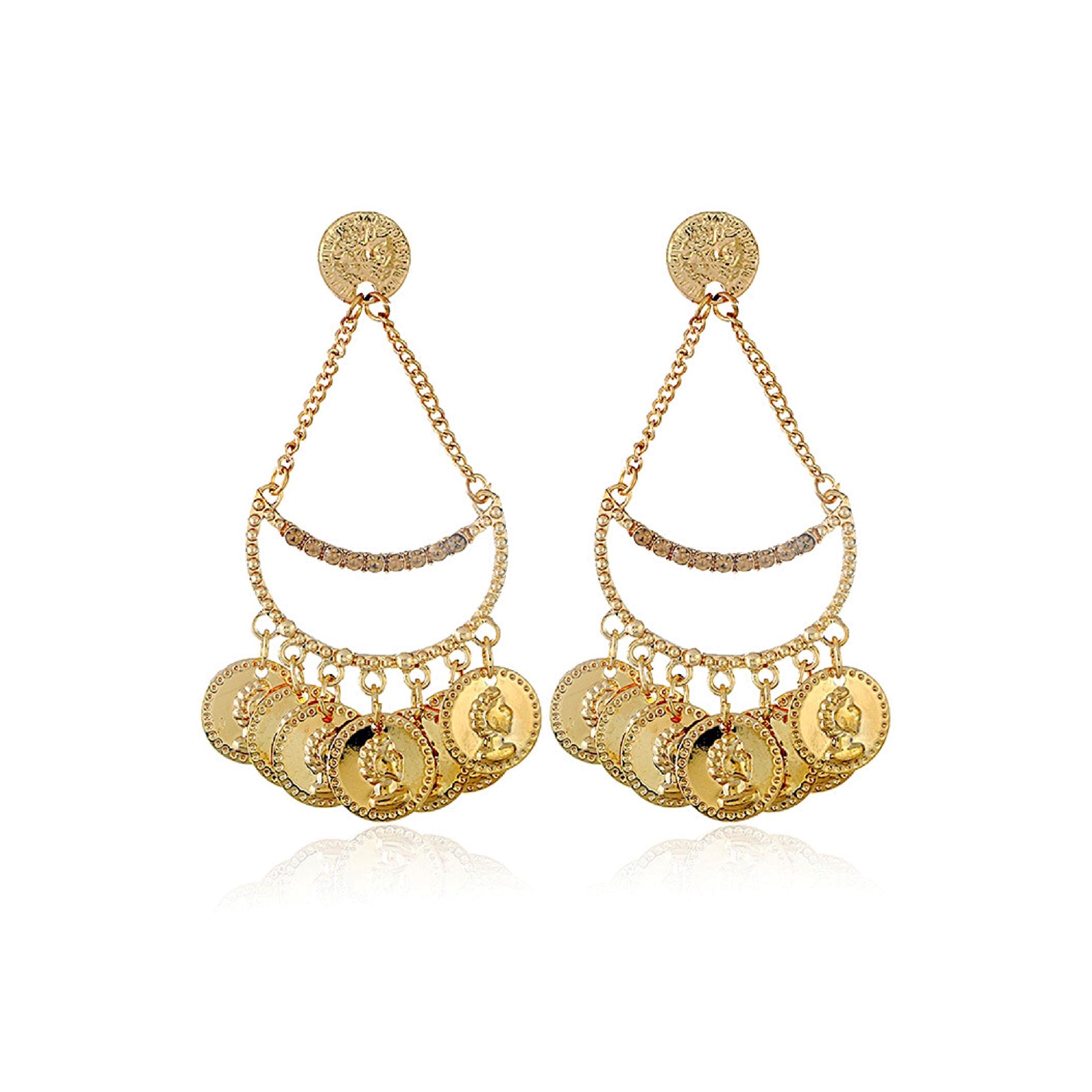 Gold coin chandelier earrings 