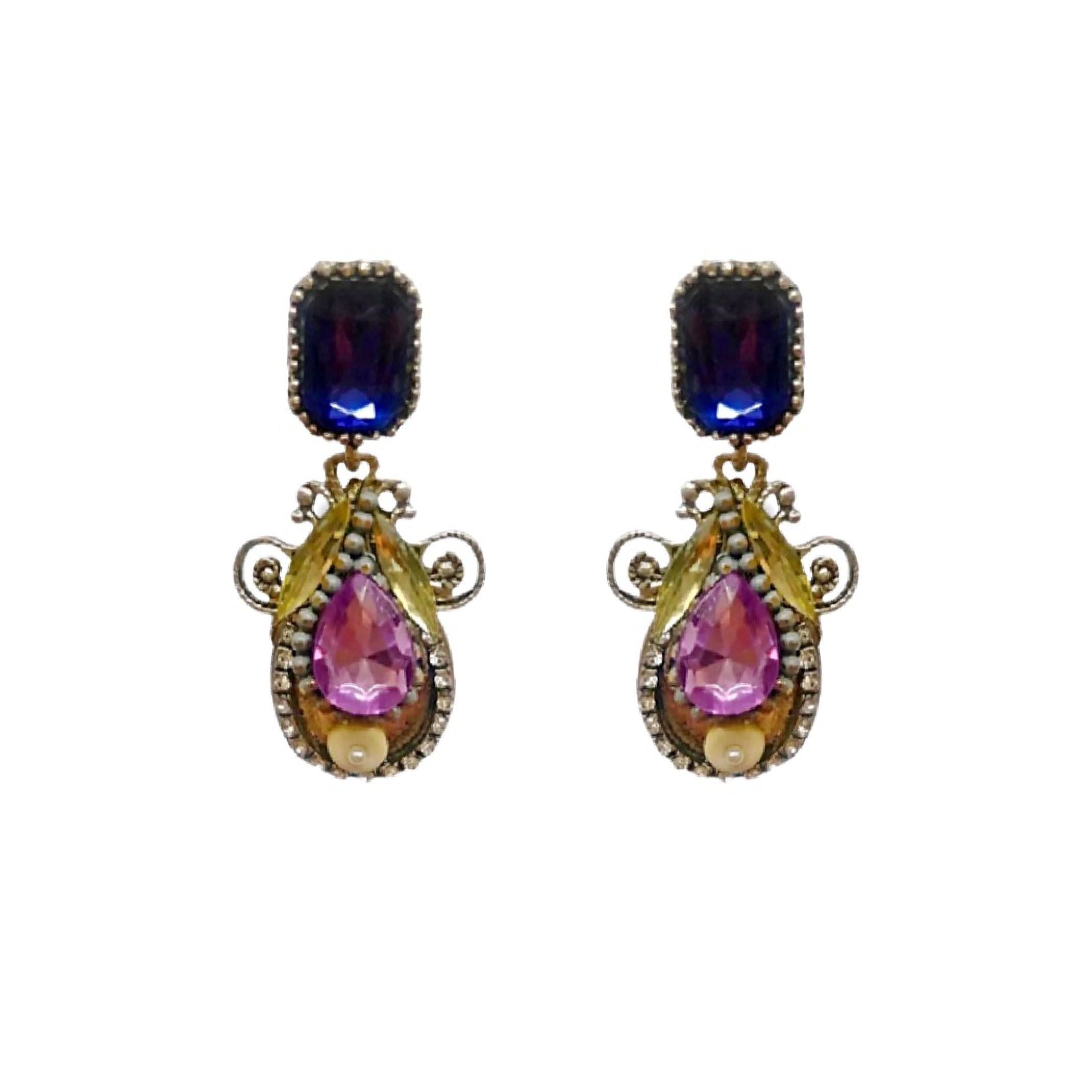 Navy and purple jewel earrings 