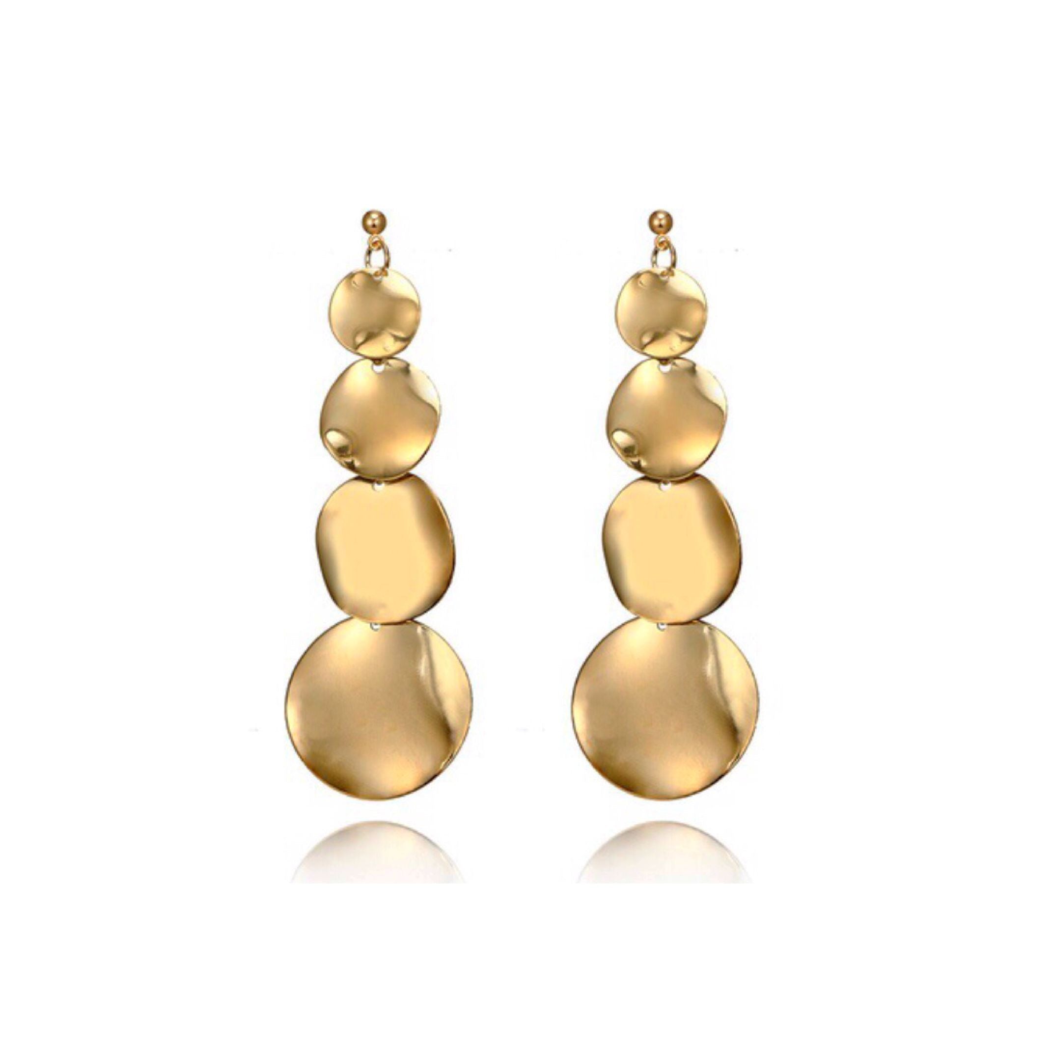 Gold disc dangle earrings 
