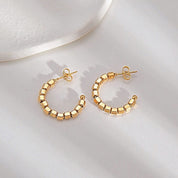 14K gold cube hoop earrings