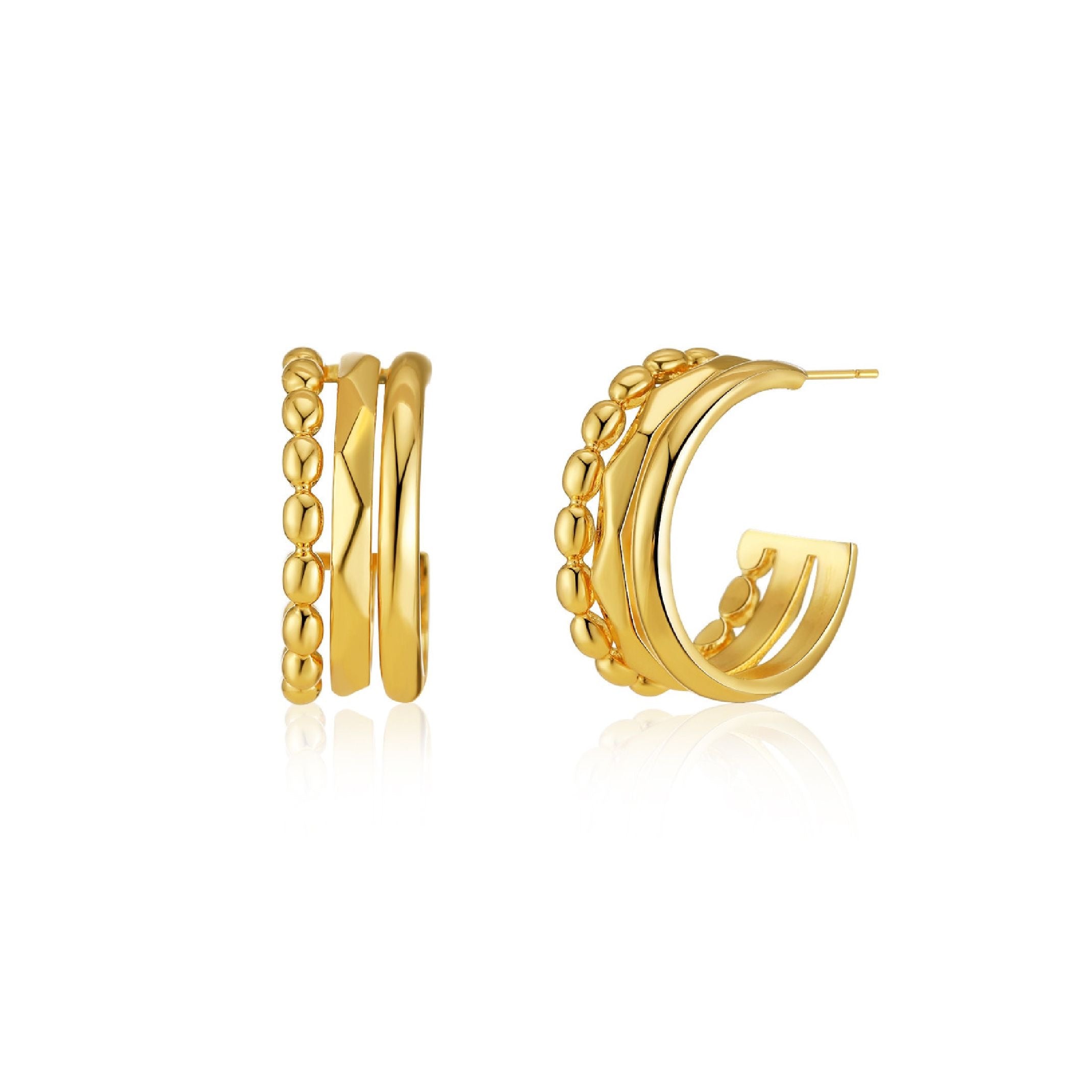 18k Gold Triple Layer Hoops