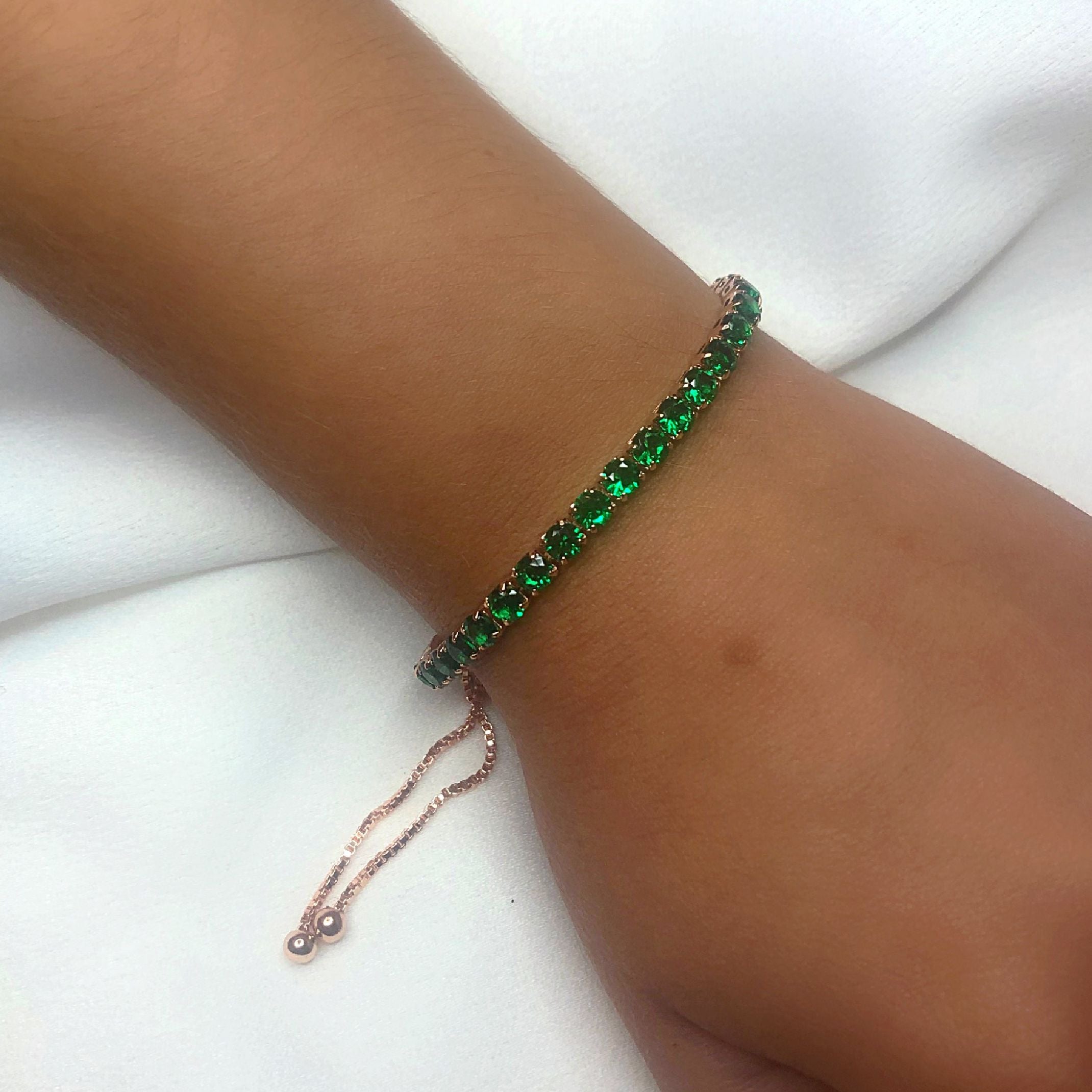 Green jewel tennis bracelet 