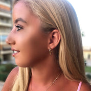 14k gold cube hoop earrings