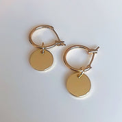 Gold disc charm earrings 