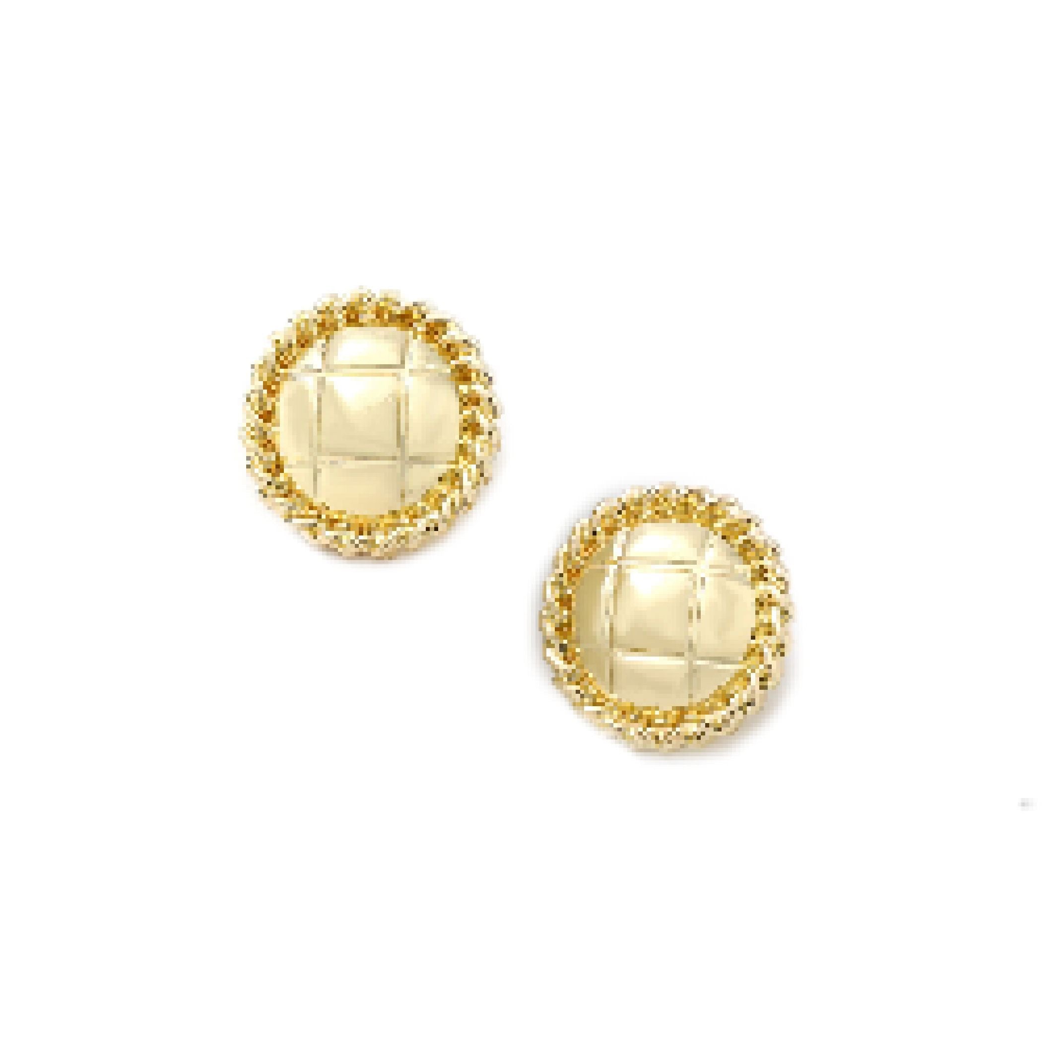 Gold quilted button earrings 