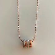 Rose gold diamond love ring necklace