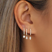 Teardrop diamond huggie earrings