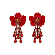 Red flower earrings
