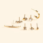 Rhinestone stud earring stack