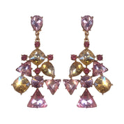 Pink and yellow jewel dangle earrings 