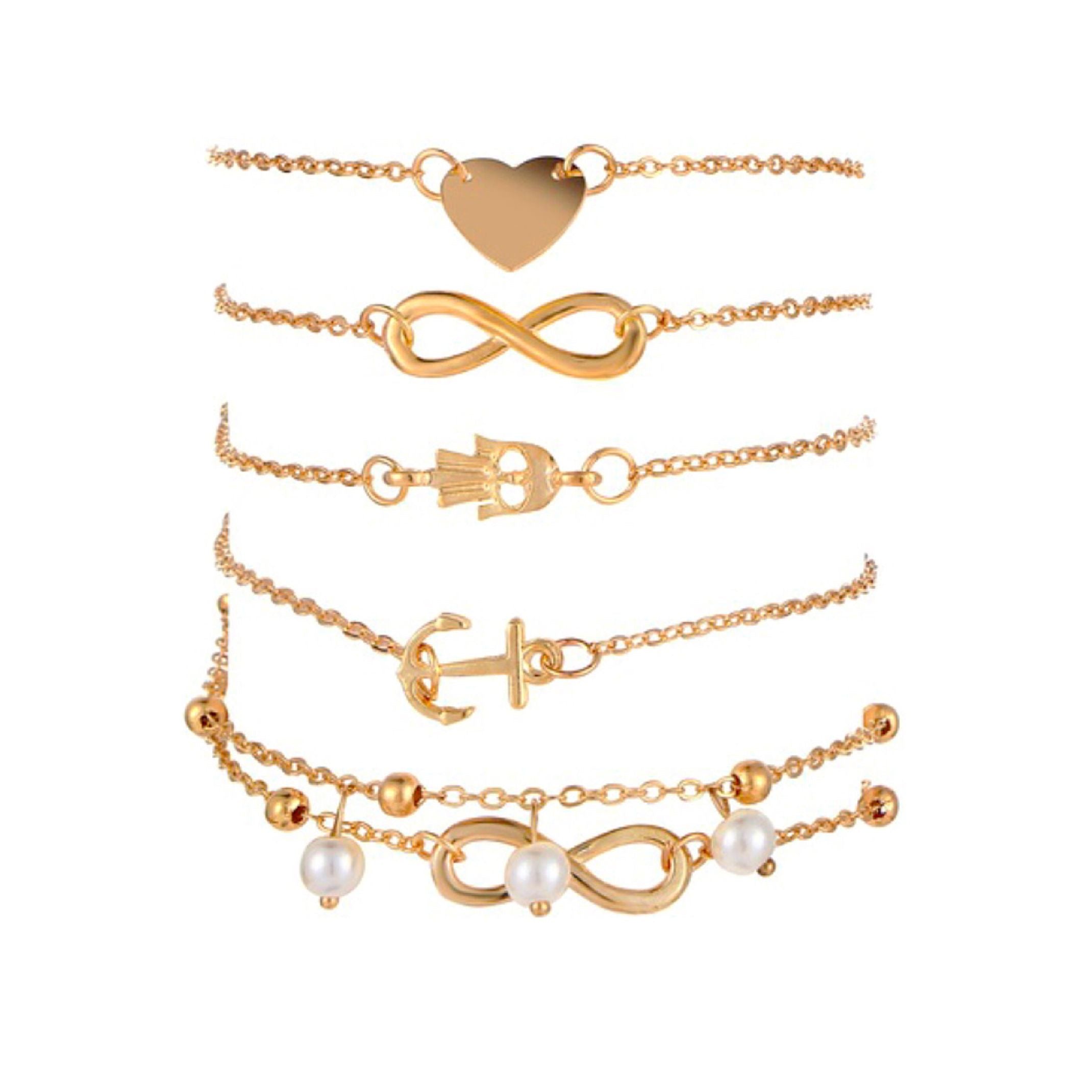 Gold charm anklet bracelet
