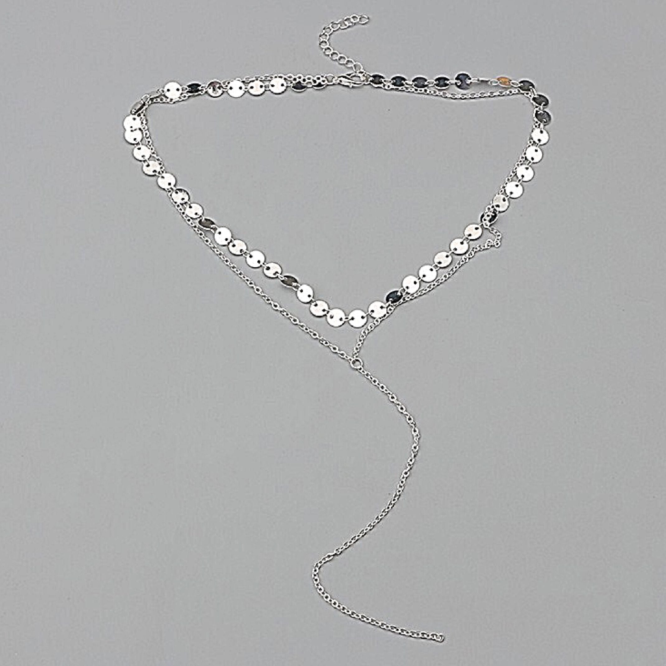 Silver sequin layered necklace 