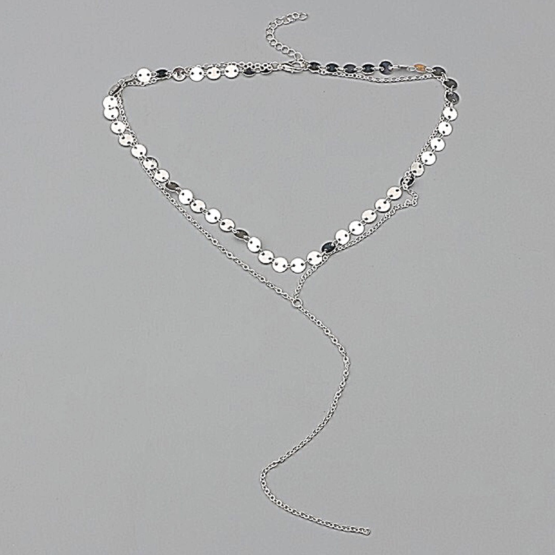 Silver sequin layered necklace