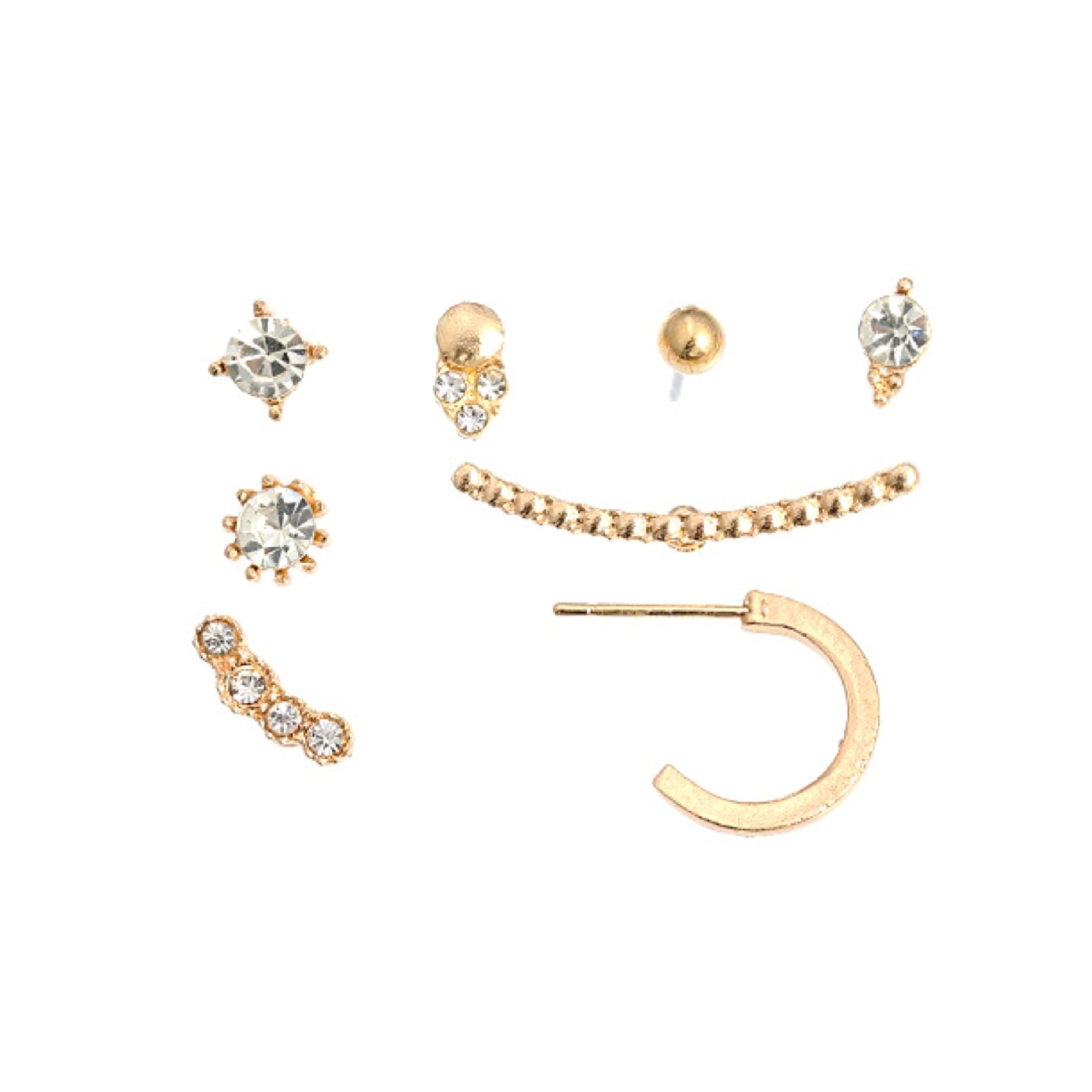 Rhinestone stud earring stack