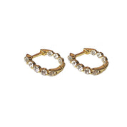 Gold crystal huggie earrings 