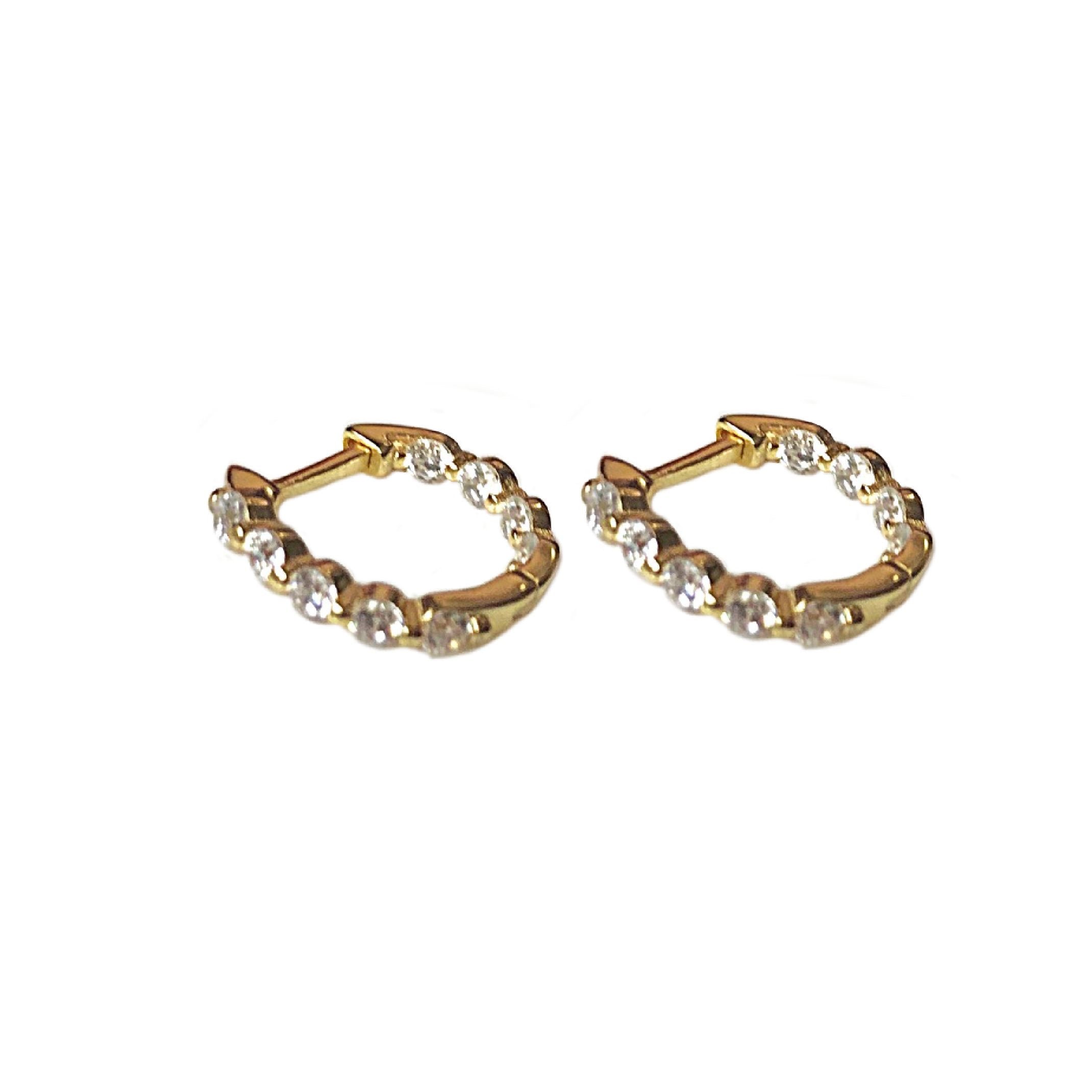 Gold crystal huggie earrings