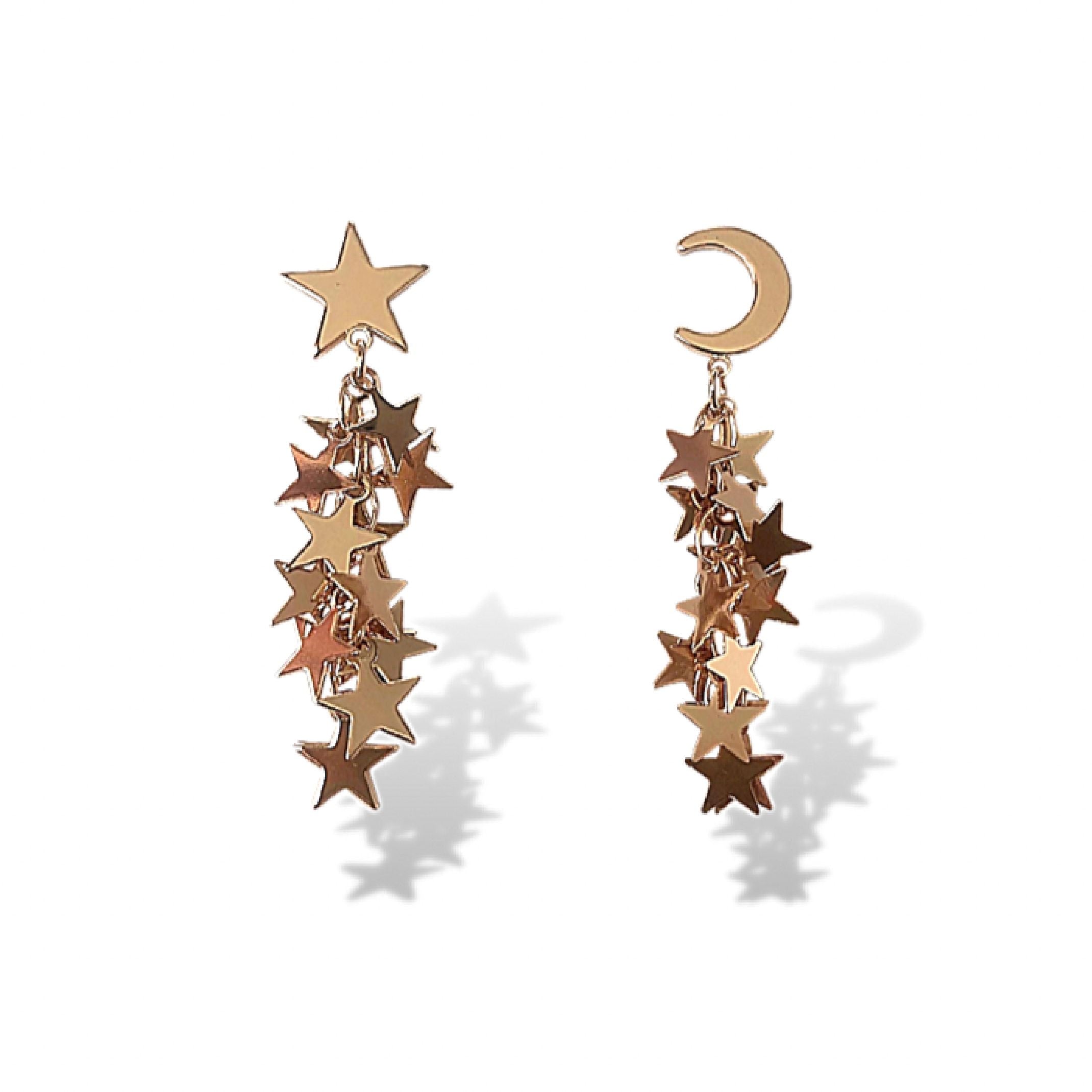 Rose gold moon and star earrings