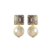 Diamond and pearl earrings