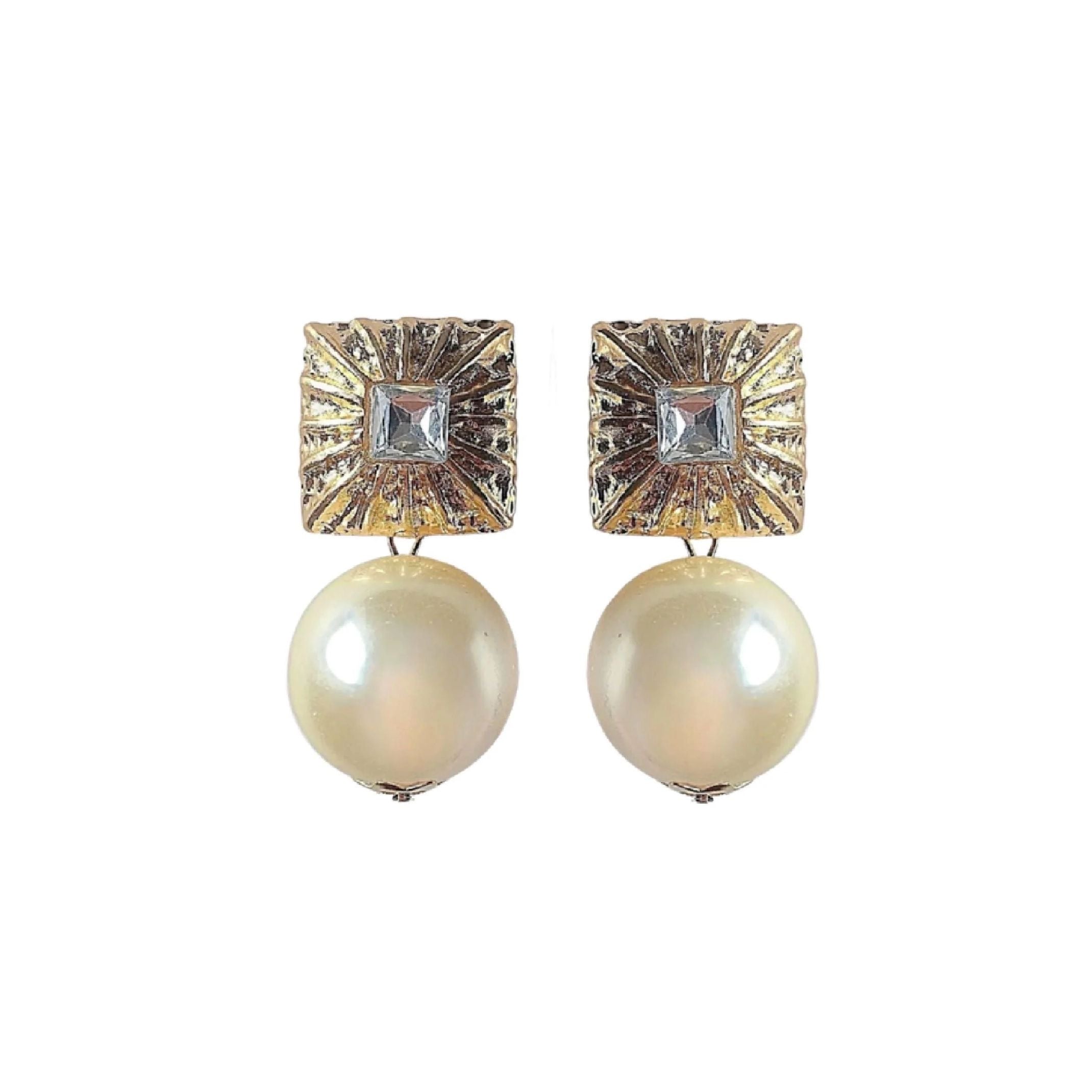 Diamond and pearl earrings