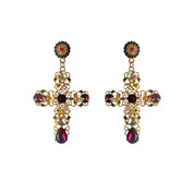 Cross earrings with wine jewels 