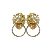 Lion head diamanté earrings