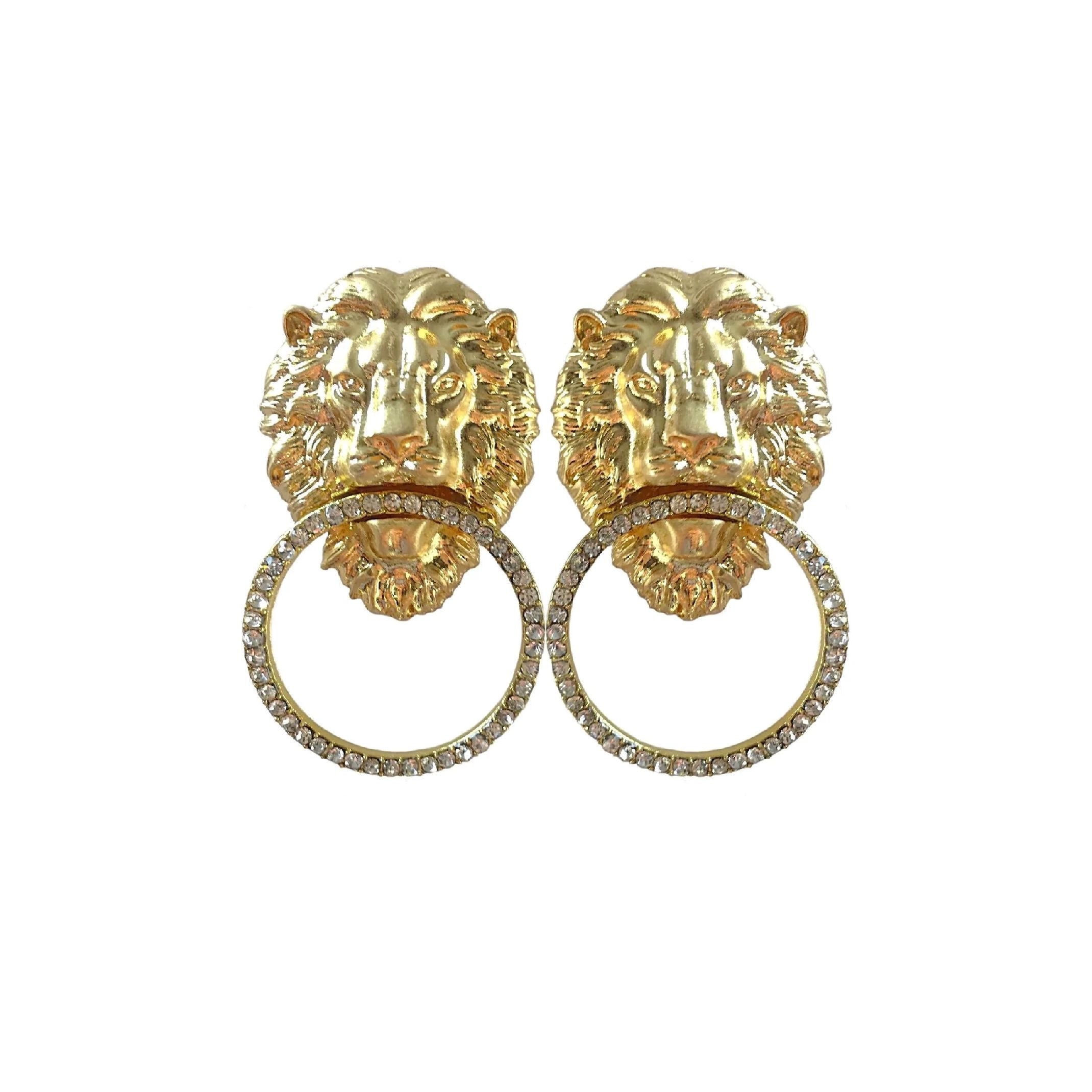 Lion head diamanté earrings 