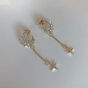 Sparkly moon and star dangle earrings